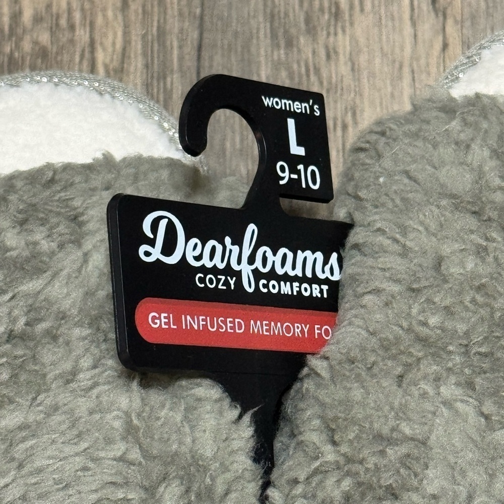 Dearfoams Cozy Gray and Cream Slippers Women Size 9-10 L - Picture 3 of 6